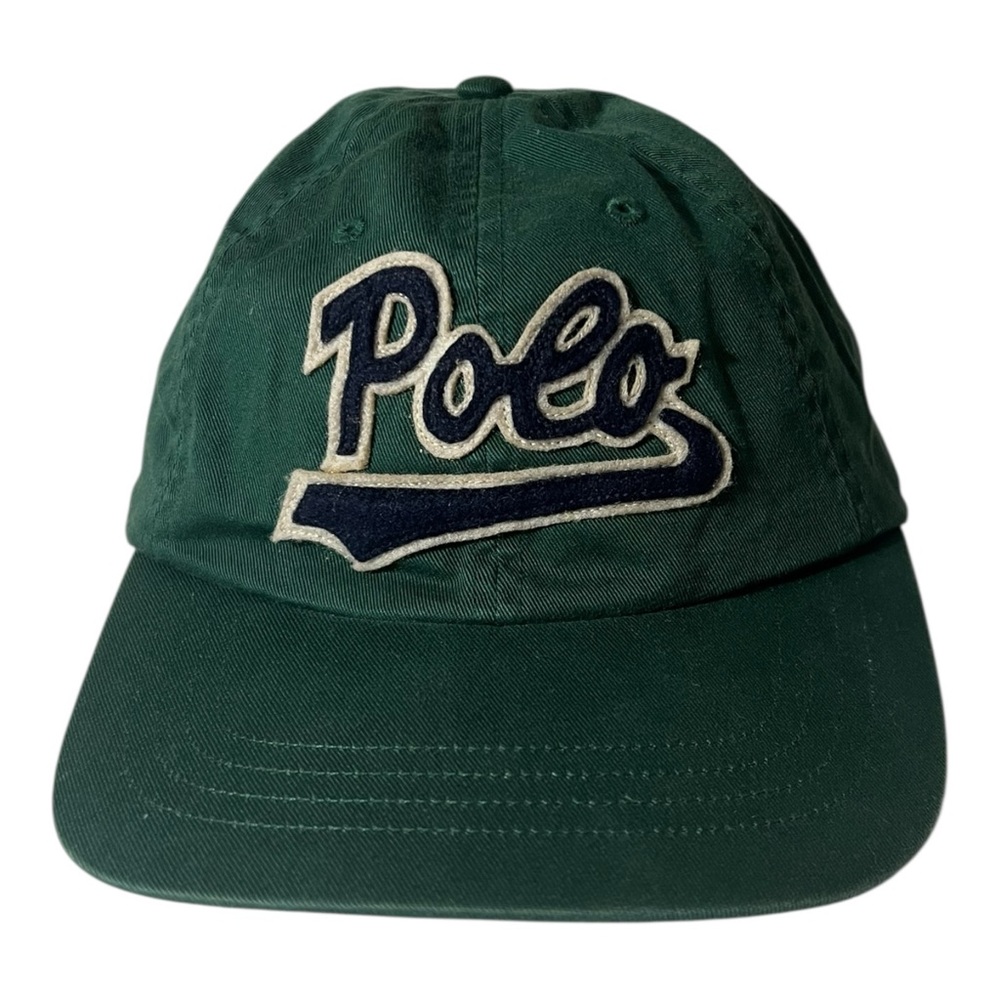 Polo Ralph Lauren Hat Green Strapback Twill Spellout Script Dad Cap Pony Preppy